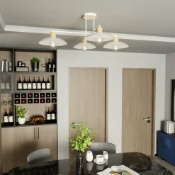 Best Lampa sufitowa z drewnianymi oprawkami 1319/4 KOBE | Kaja Oświetlenie Żyrandole Nowoczesne