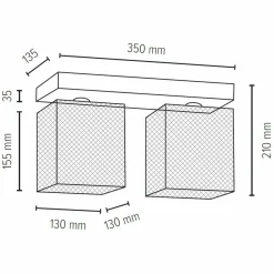 Flash Sale Lampa sufitowa z dwoma loftowymi spotami 8175274 NORMAN WOOD | Kaja Żyrandole Nowoczesne