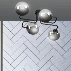 New Lampa sufitowa z grafitowymi kulistymi kloszami 832/4 | Kaja Żyrandole Nowoczesne