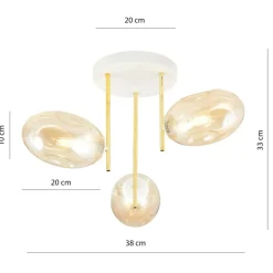Hot Lampa sufitowa z kloszami w kolorze miodowym 1278/3 z serii ARGO Żyrandole Nowoczesne