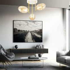 Hot Lampa sufitowa z kloszami w kolorze miodowym 1278/3 z serii ARGO Żyrandole Nowoczesne