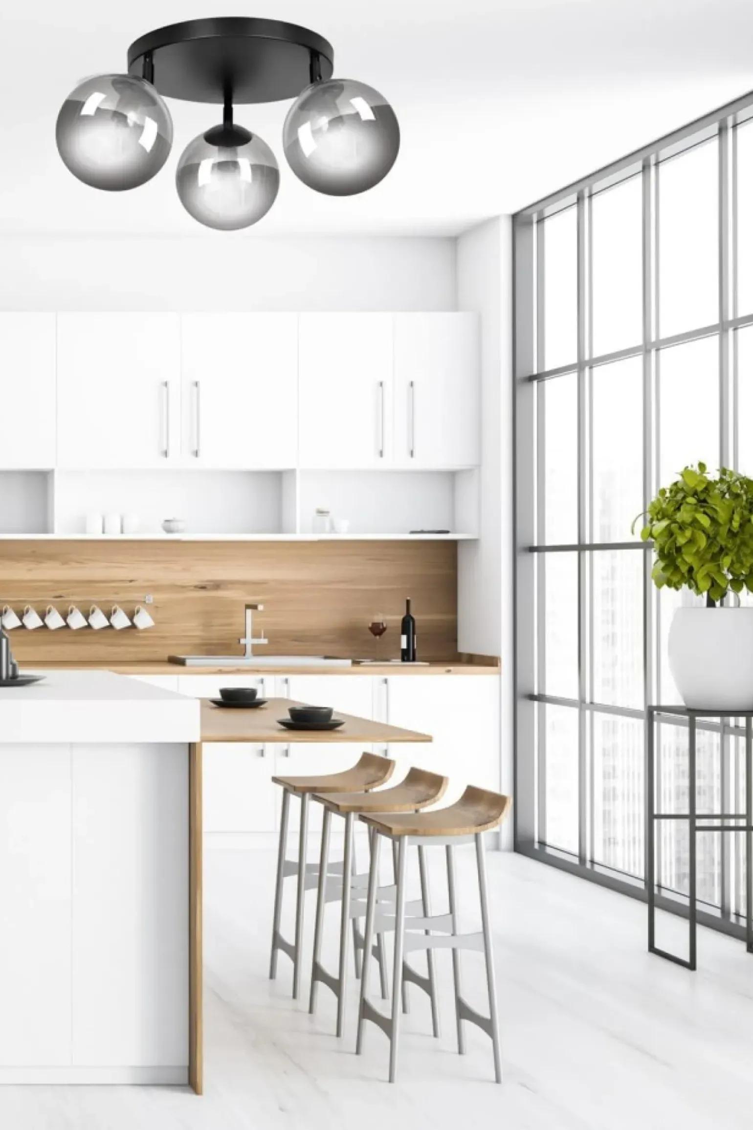 New Lampa sufitowa z kulistymi kloszami 777/3APREM | Kaja Oświetlenie Żyrandole Nowoczesne