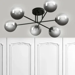 Online Lampa sufitowa z kulistymi grafitowymi kloszami 832/6B | Kaja Żyrandole Nowoczesne