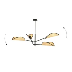 New Lampa sufitowa z ozdobnymi, rattanowymi abażurami 1160/4 VENE | Kaja Żyrandole Nowoczesne