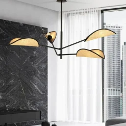 New Lampa sufitowa z ozdobnymi, rattanowymi abażurami 1160/4 VENE | Kaja Żyrandole Nowoczesne