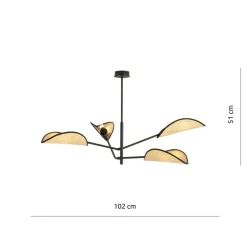 New Lampa sufitowa z ozdobnymi, rattanowymi abażurami 1160/4 VENE | Kaja Żyrandole Nowoczesne
