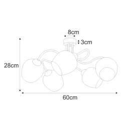 Store Lampa sufitowa z pięcioma matowymi kloszami K-5186 z serii BELLA Żyrandole Nowoczesne