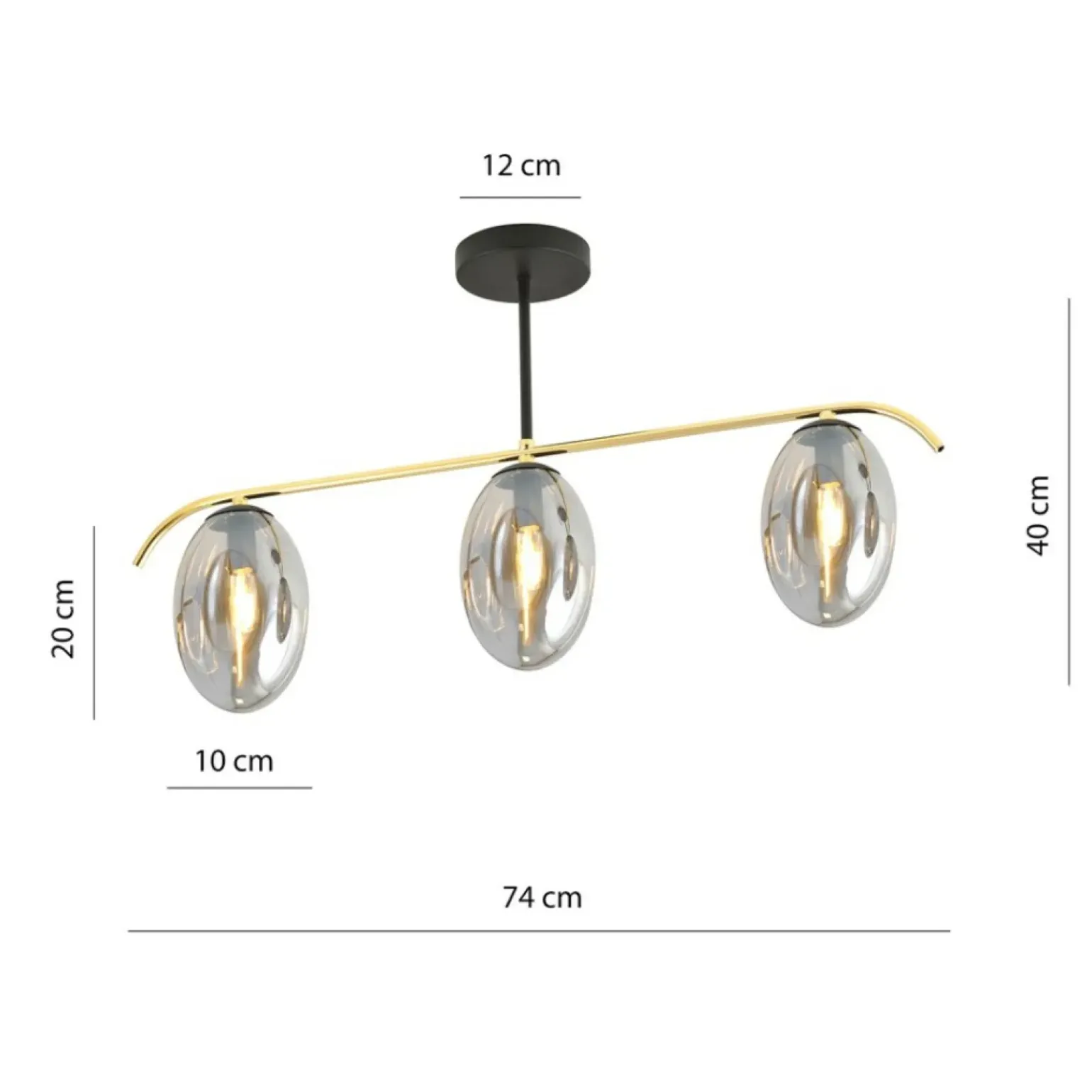 Best Sale Lampa sufitowa z trzema grafitowymi kloszami 1280/3 z serii FINES Żyrandole Nowoczesne
