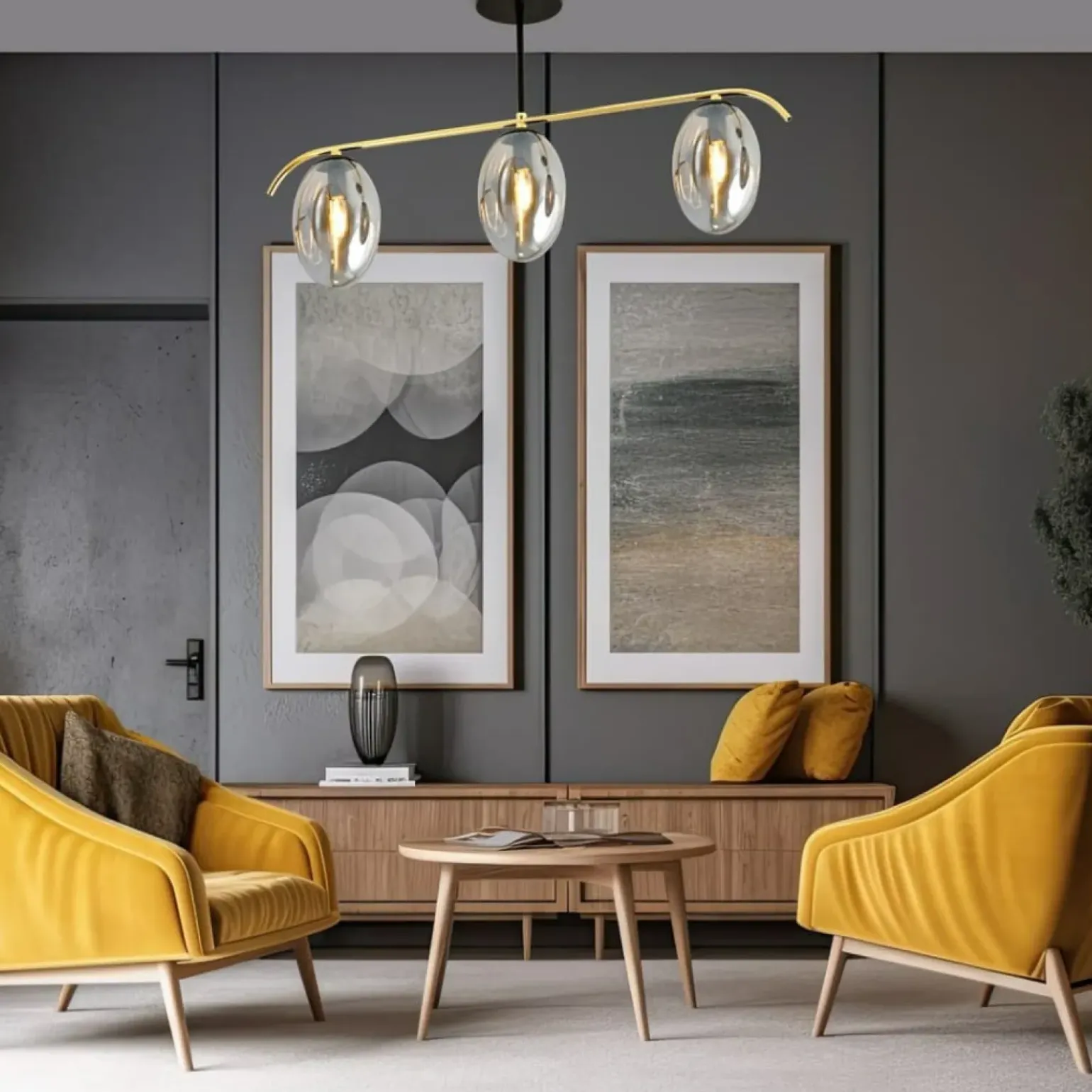 Best Sale Lampa sufitowa z trzema grafitowymi kloszami 1280/3 z serii FINES Żyrandole Nowoczesne