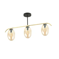 Best Sale Lampa sufitowa, złota konstrukcja, miodowe klosze 1281/3 z serii FINES Żyrandole Nowoczesne