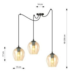 Online Lampa typu pająk z bursztynowymi kloszami 758/3 LEVEL | Kaja Żyrandole Nowoczesne