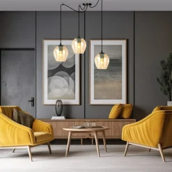 Online Lampa typu pająk z bursztynowymi kloszami 758/3 LEVEL | Kaja Żyrandole Nowoczesne