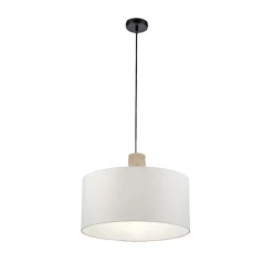 Best Sale Lampa wisząca - połączenie drewna i abażura 15112-16 z serii LINEN Żyrandole Nowoczesne