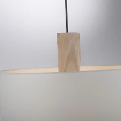 Best Sale Lampa wisząca - połączenie drewna i abażura 15112-16 z serii LINEN Żyrandole Nowoczesne