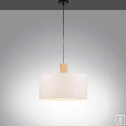Best Sale Lampa wisząca - połączenie drewna i abażura 15112-16 z serii LINEN Żyrandole Nowoczesne