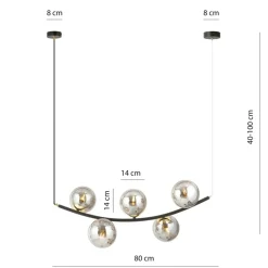 Cheap Lampa wisząca do jadalni, pięć grafitowych kloszy 1297/5 z serii RITZ Żyrandole Nowoczesne