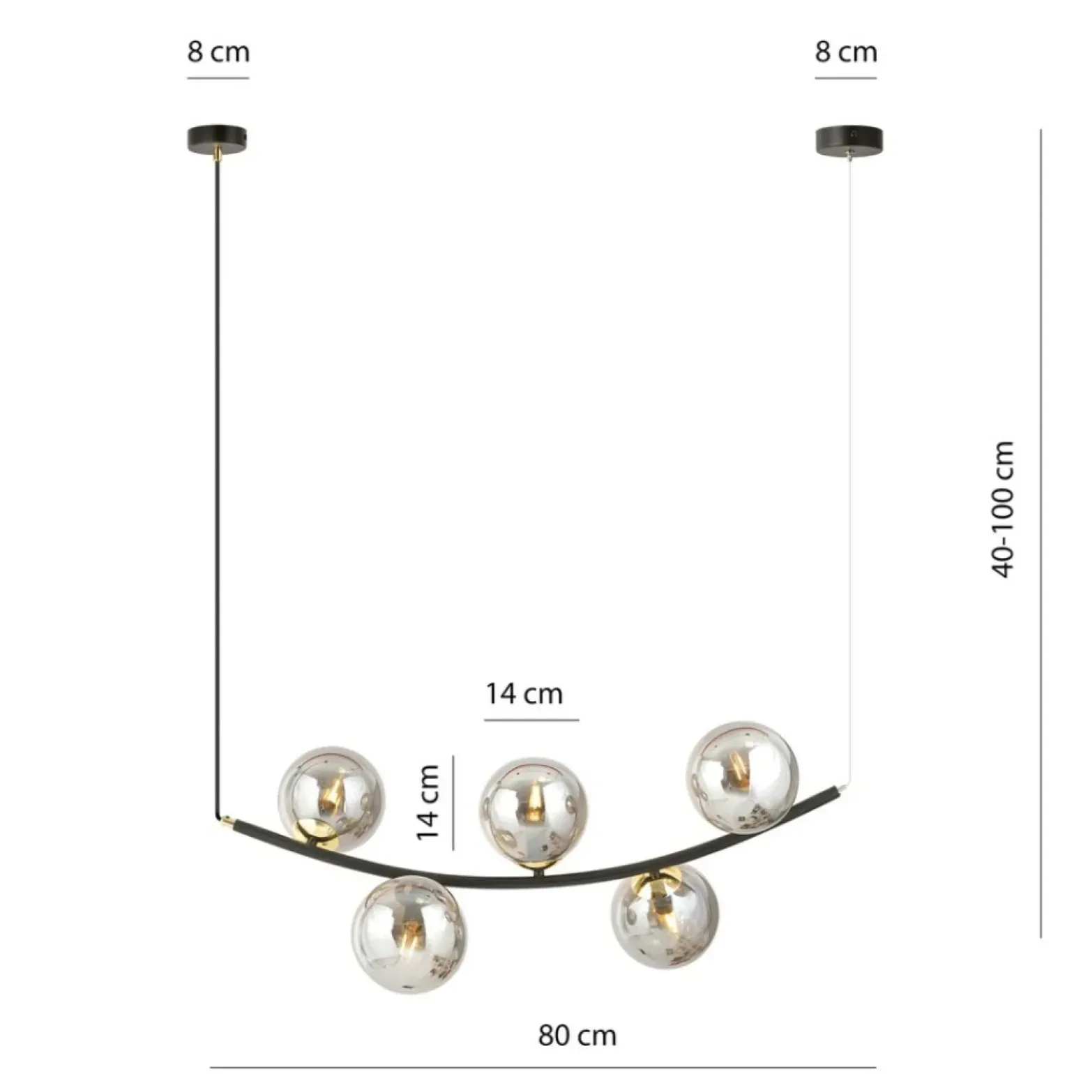Cheap Lampa wisząca do jadalni, pięć grafitowych kloszy 1297/5 z serii RITZ Żyrandole Nowoczesne