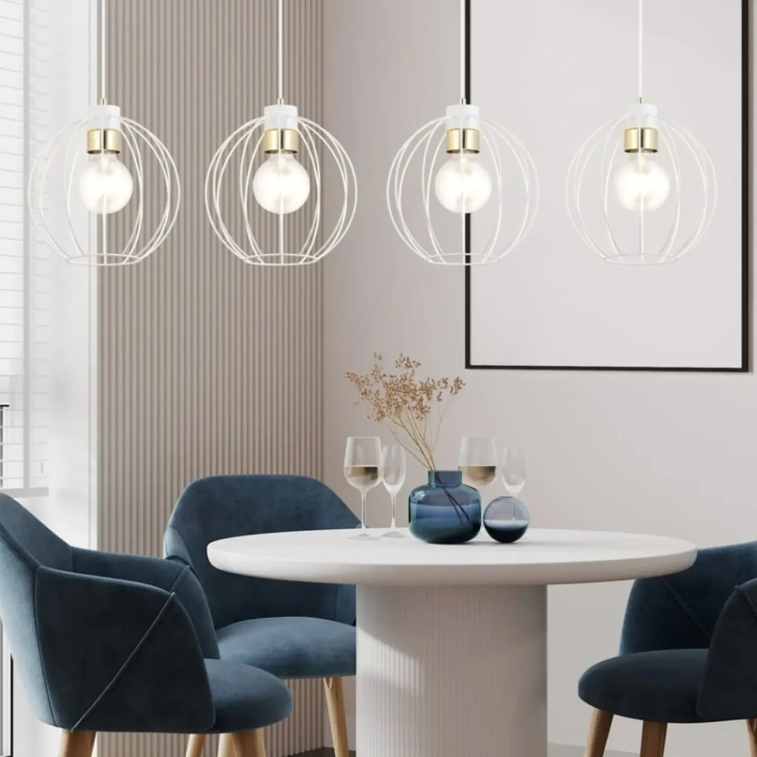 Cheap Lampa wisząca do nowoczesnego wnętrza - biały drut 1223/4 z serii GINO Żyrandole Nowoczesne