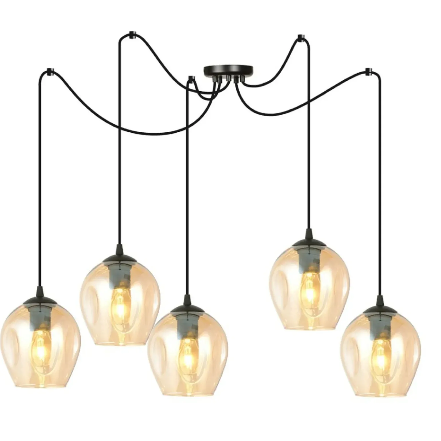 Outlet Lampa wisząca do podwieszania, bursztynowe klosze 758/5 LEVEL | Kaja Żyrandole Nowoczesne