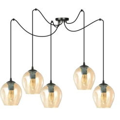 Outlet Lampa wisząca do podwieszania, bursztynowe klosze 758/5 LEVEL | Kaja Żyrandole Nowoczesne