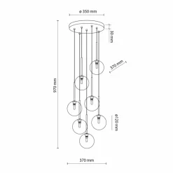 Store Lampa wisząca do salonu, przezroczyste klosze TK 5362 NILOS | Kaja Żyrandole Nowoczesne