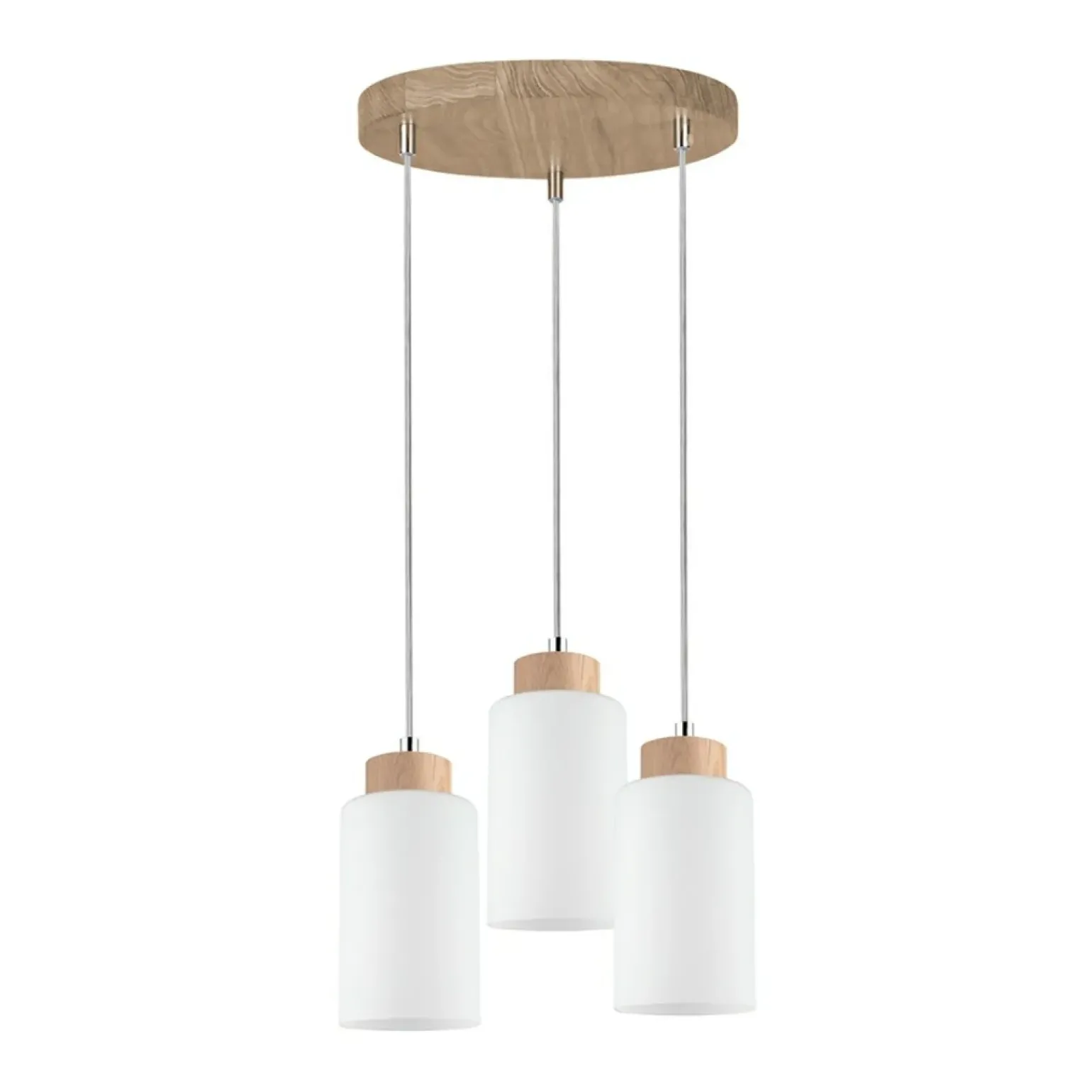 Fashion Lampa wisząca drewniana tarcza z białymi zwisami 1720574 BOSCO | Kaja Żyrandole Nowoczesne