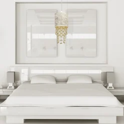 Sklep Kaja Lampa wisząca, kolor bieli i złota, do salonu MLP6444 z serii ALMERIA | Kaja Ośw