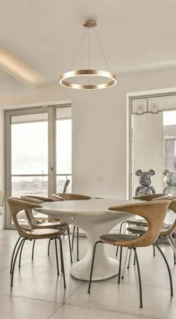 Fashion Lampa wisząca LED, złota obręcz ⌀60cm z pilotem AZ5045 MARCO | Kaja Żyrandole Nowoczesne