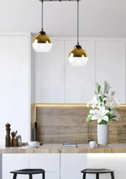 Best Sale Lampa wisząca na czarnej listwie, dwa klosze 32-21229 z serii CONTESSA | Kaja Oś Żyrandole Nowoczesne