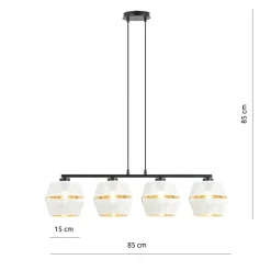 Sklep Kaja Lampa wisząca na czarnej podstawie, biało-złota 1184/4 z serii MALIA
