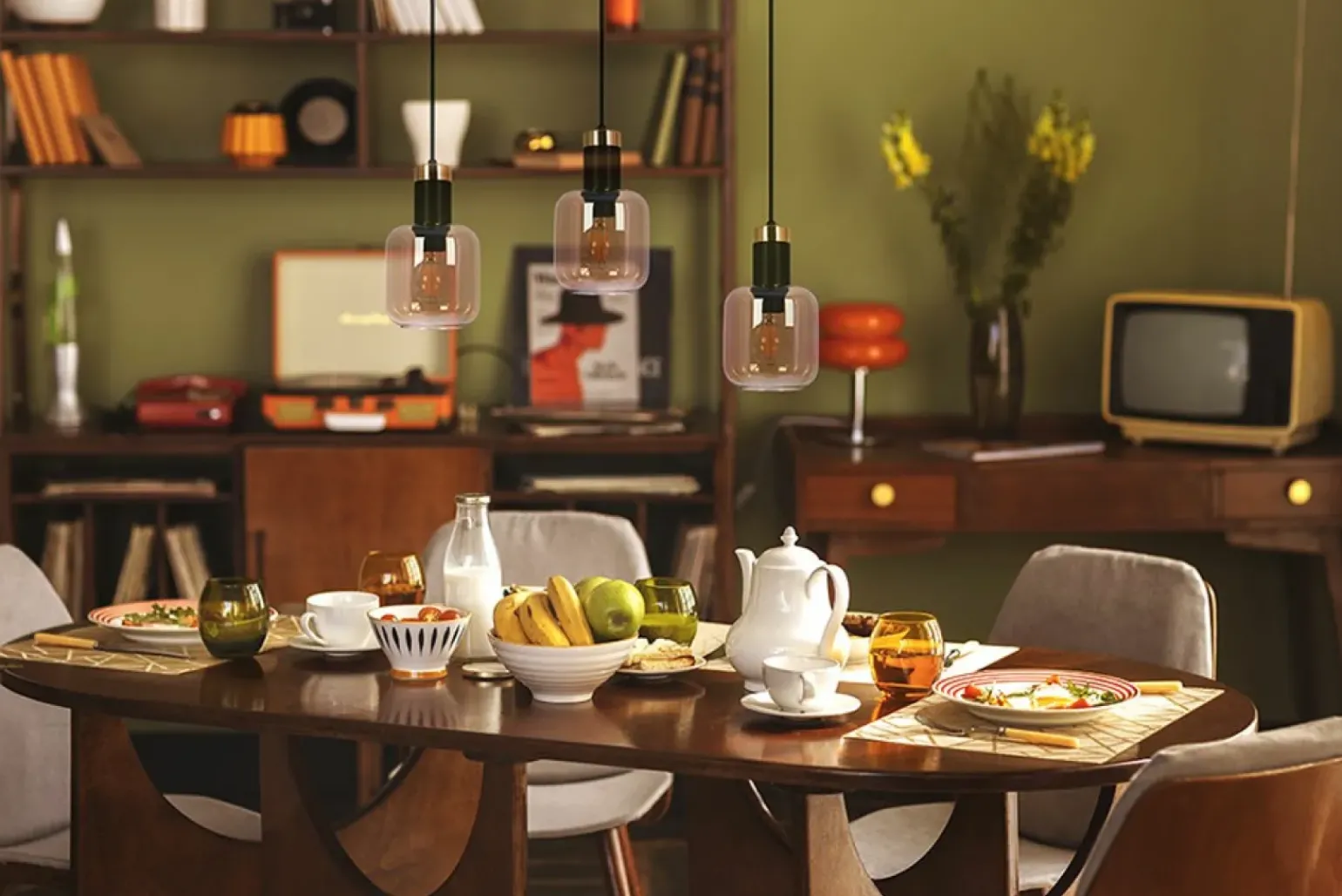 Outlet Lampa wisząca na listwie, bursztynowe klosze K-5268 z serii DOKA Żyrandole Nowoczesne