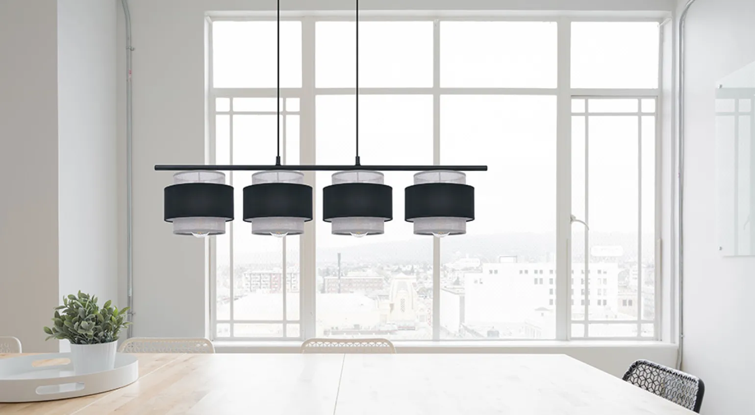 Sklep Kaja Lampa wisząca na listwie, czarno-szare abażury K-5173 z serii ETELA