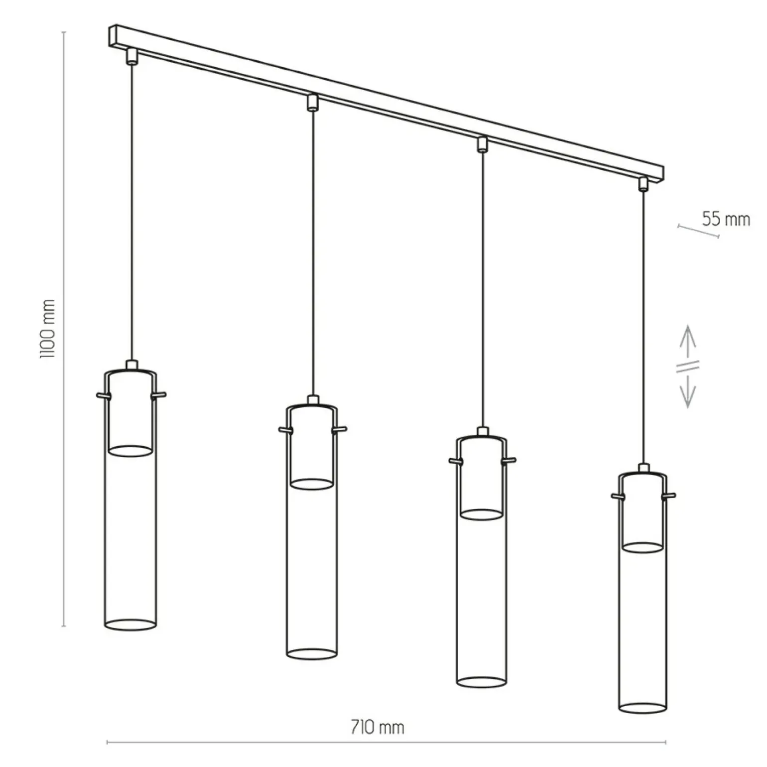 Best Sale Lampa wisząca na listwie, idealna nad stół TK 3205 z serii LOOK | Kaja Żyrandole Nowoczesne