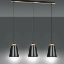Cheap Lampa wisząca na listwie z drewnianymi detalami 442/3 | Kaja Żyrandole Nowoczesne