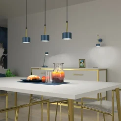 Fashion Lampa wisząca nad stół, w kolorze niebieskim MLP7773 z serii ARENA | Kaja Oświet Żyrandole Nowoczesne