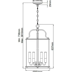 Sklep Kaja Lampa wisząca, sześć źródeł światła HK-GENTRY-P-L-PW z serii GENTRY
