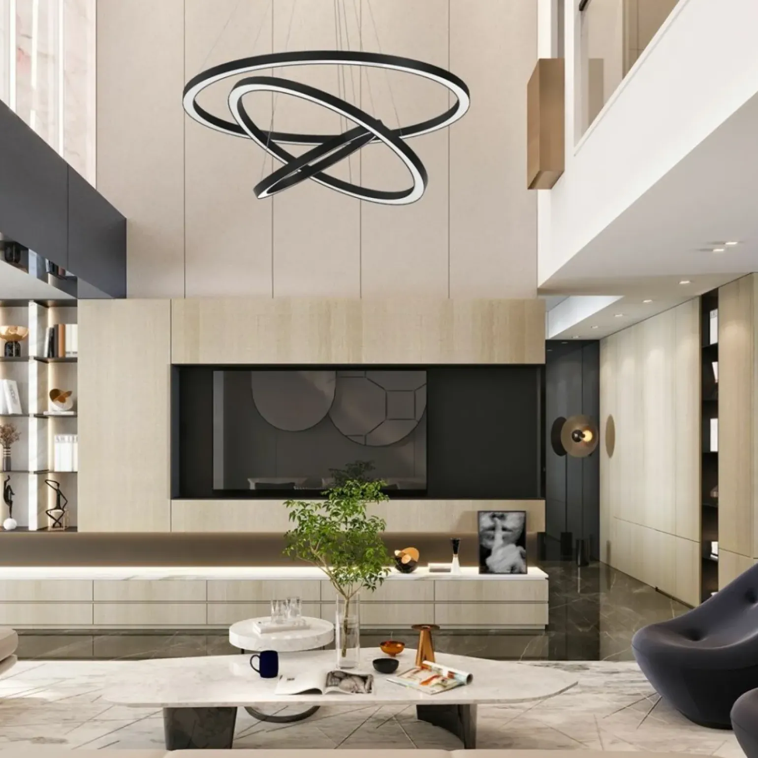 Best Sale Lampa wisząca, trzy obręcze różnej wielkości ML8424 z serii GALAXIA | Kaja Oświe Żyrandole Nowoczesne