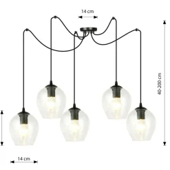 Discount Lampa wisząca typu pająk z nieregularnymi kloszami 756/5 LEVEL | Kaja Żyrandole Nowoczesne