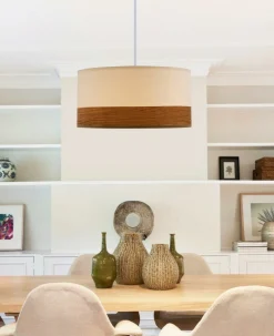 Cheap Lampa wisząca z abażurem, biały i orzech 31-17536 z serii BIANCO Żyrandole Nowoczesne