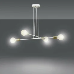 Cheap Lampa wisząca z białą oprawą ze złotym gwintem 786/4 | Kaja Żyrandole Nowoczesne