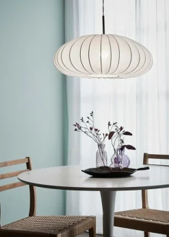 Store Lampa wisząca z białym tkaninowym kloszem 107940 | Kaja Oświetlenie Żyrandole Nowoczesne