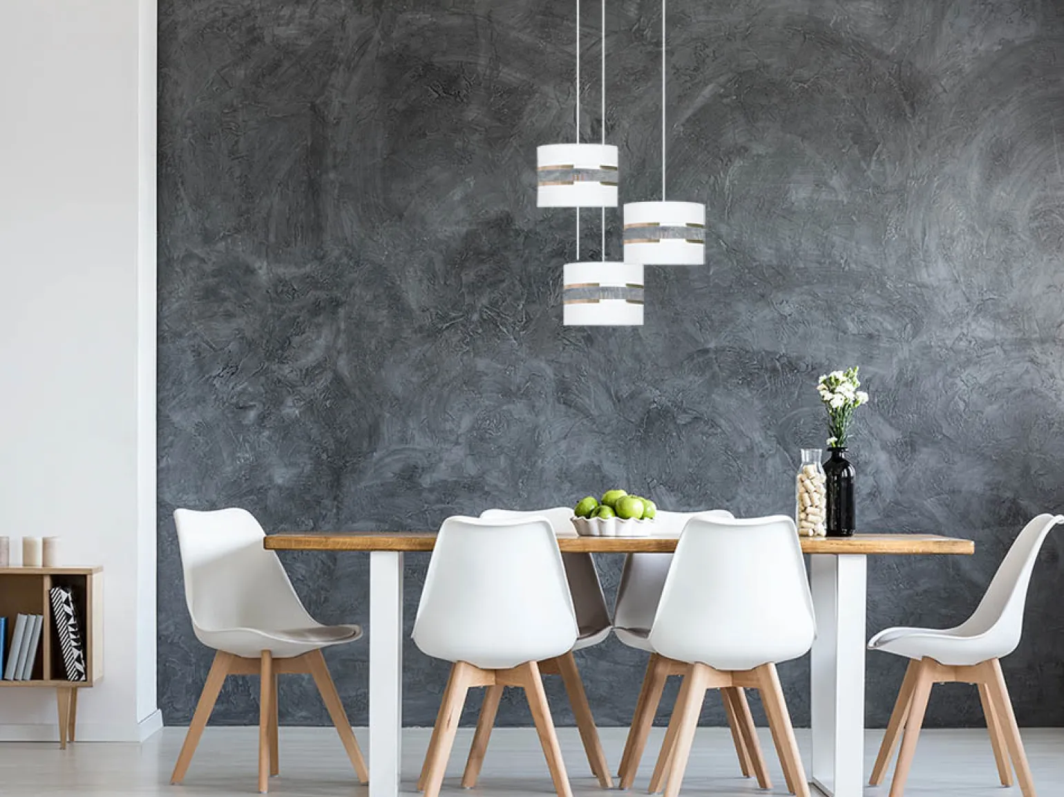 Sklep Kaja Lampa wisząca z białymi abażurami, nad stół K-5212 z serii VICTORIA