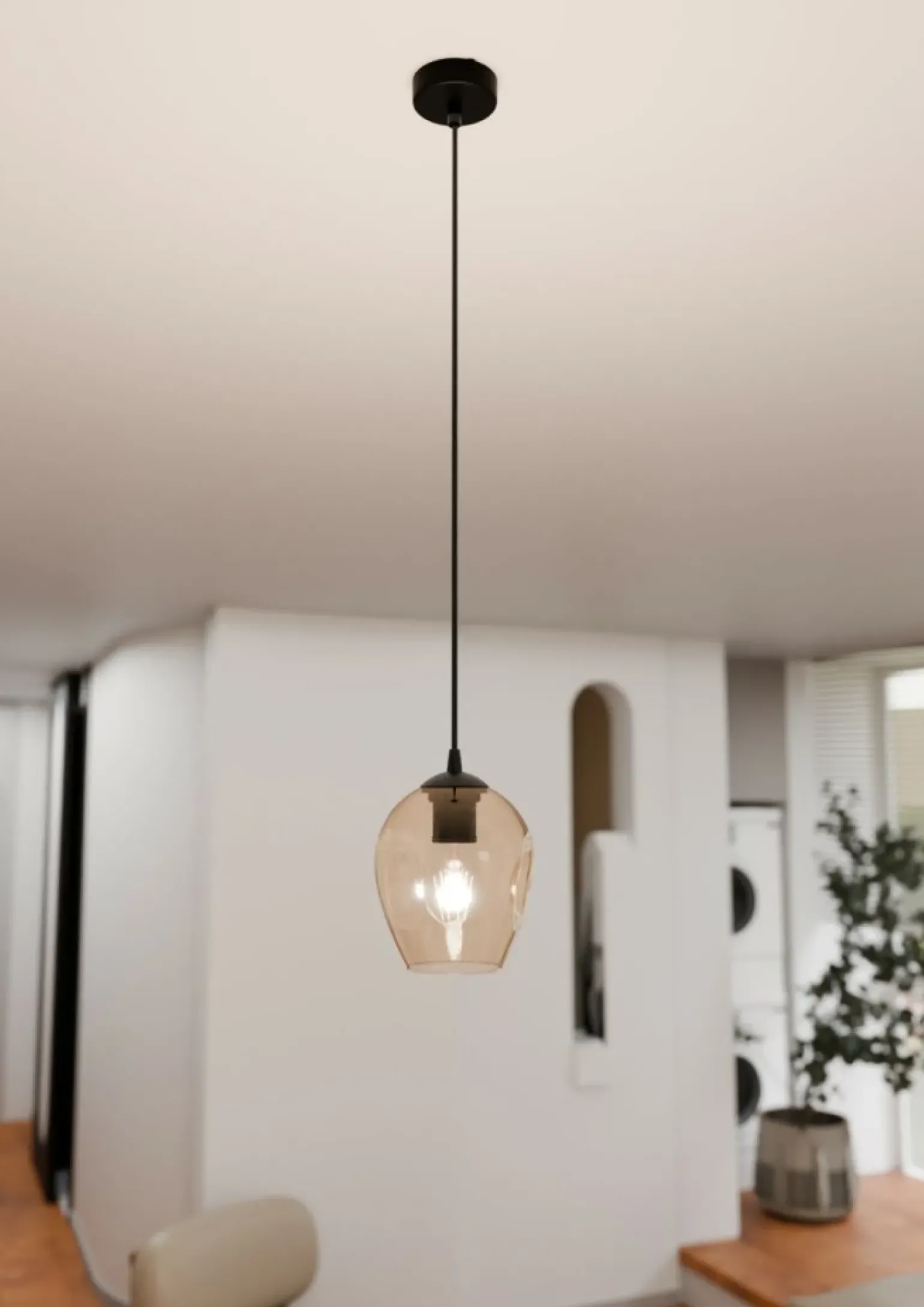 Best Lampa wisząca z bursztynowym kloszem 677/1 ISTAR | Kaja Oświetlenie Żyrandole Nowoczesne