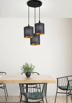 Sklep Kaja Lampa wisząca z czarno-złotymi abażurami 33-73969 z serii LONG | Kaja