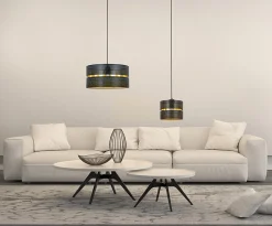 Sklep Kaja Lampa wisząca z czarno-złotym abażurem K-5221 z serii ZIMBO | Kaja