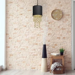 Sklep Kaja Lampa wisząca z czarno-złotym abażurem MLP6439 z serii ALMERIA | Kaja Oświetleni