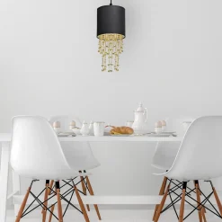 Sklep Kaja Lampa wisząca z czarno-złotym abażurem MLP6439 z serii ALMERIA | Kaja Oświetleni