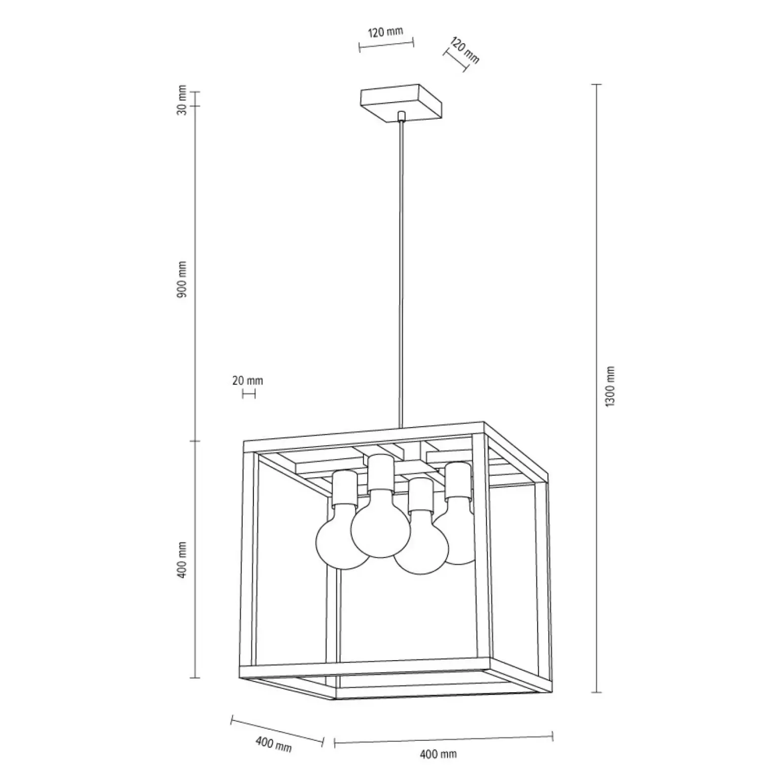 Discount Lampa wisząca z drewna na 4 ozdobne żarówki 61540474 KAGO | Kaja Żyrandole Nowoczesne