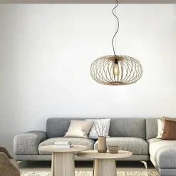 Best Sale Lampa wisząca z drewnianych pasków 11409-79 z serii RACOON | Kaja Żyrandole Nowoczesne