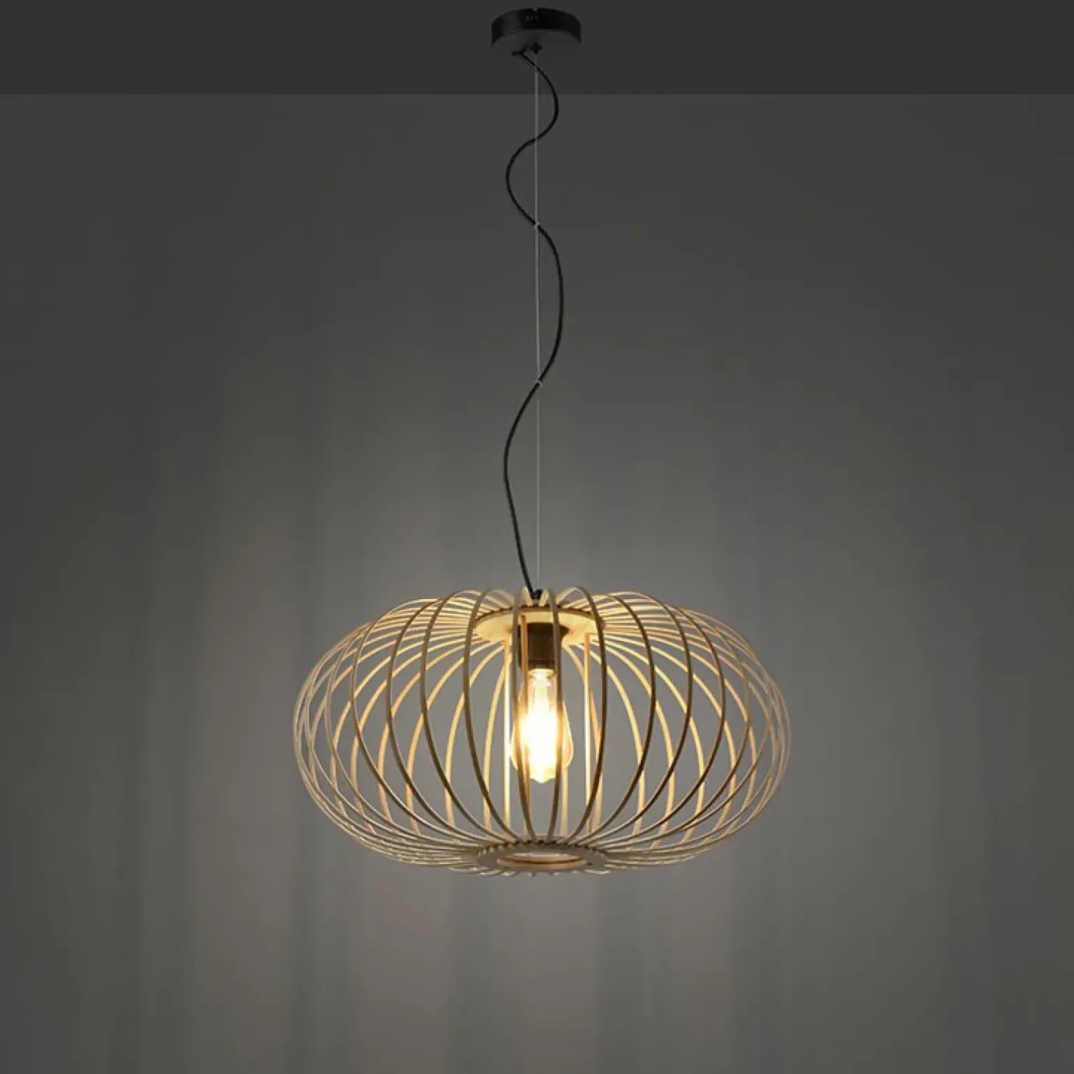 Best Sale Lampa wisząca z drewnianych pasków 11409-79 z serii RACOON | Kaja Żyrandole Nowoczesne